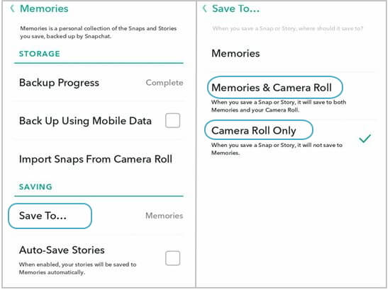 save snapchat to camera roll 